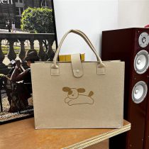 Fashion Running Dog Trumpet Felt Cartoon Bear Large Capacity Handbag