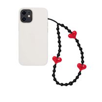 Fashion Red 2 Agate Beaded Love Mobile Phone Chain