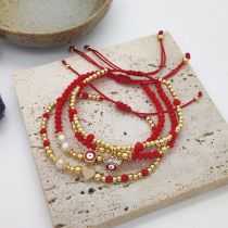 Fashion Suit Crystal Gold Beads Oil Drop Eye Love Bracelet Set