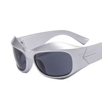Fashion Silver Frame Gray Piece Pc Special-shaped Irregular Sunglasses