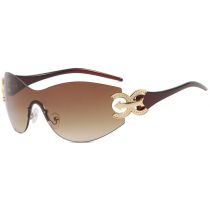 Fashion Tea Frame Tea Slices Pc Irregular Rimless Sunglasses