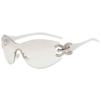 Fashion White Frame Light Mercury Pc Irregular Rimless Sunglasses