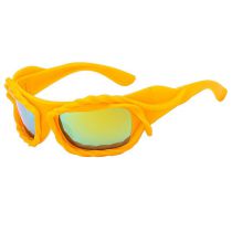 Fashion Yellow Frame Red Mercury Ac Irregular Wide-leg Sunglasses