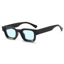 Fashion Bright Black And Blue Film Pc Square Small Frame Sunglasses