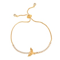 Fashion Golden 3 Copper Set Zircon Love Wings Pendant Bracelet