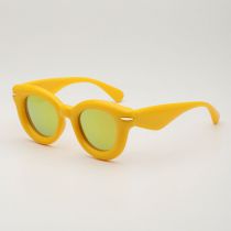 Fashion Yellow Frame Yellow Mercury Pc Round Wide Leg Sunglasses