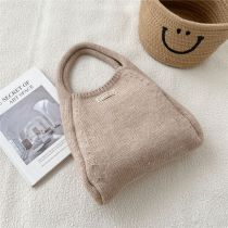 Fashion 4 Meters White Solid Color Knitted Large Capacity Tote Bag