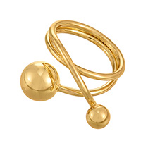 Fashion Golden 4 Copper Irregular Ball Ring