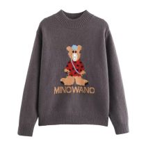 Fashion Dark Gray Bear Jacquard Knitted Sweater
