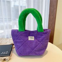 Fashion Purple Polyester Diamond Patch Handbag
