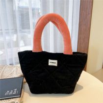Fashion Black Polyester Diamond Patch Handbag