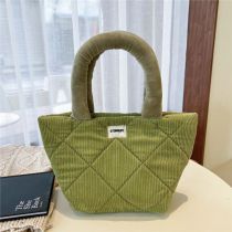 Fashion Yellow-green Polyester Diamond Patch Handbag