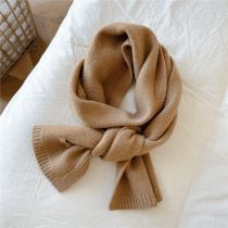 Fashion 2 Double-sided Frame Camel Solid Color Knitted Patch Scarf