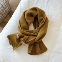 Fashion 3double-sided Frame Yellow Solid Color Knitted Patch Scarf