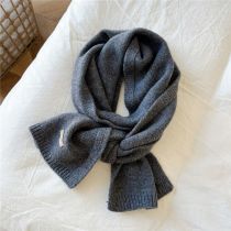 Fashion 4 Double Sided Frame Gray Solid Color Knitted Patch Scarf