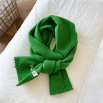 Fashion 6 Double Sided Frame Green Solid Color Knitted Patch Scarf