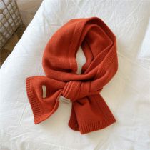 Fashion 8 Double Sided Frame Orange Solid Color Knitted Patch Scarf