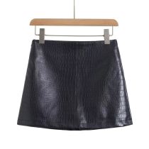 Fashion Black Polyester Textured (with Safety Pants) Skirt