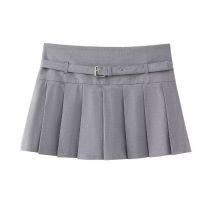 Fashion Light Grey Polyester Wide Pleated Culottes