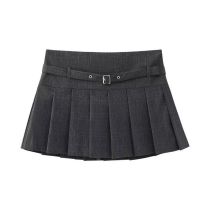 Fashion Dark Gray Polyester Wide Pleated Culottes