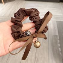 Fashion Coffee Color Fabric Pearl Bow Hair Tie