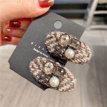 Fashion Rhinestone Style Gray Coffee (pair) Wool Diamond Oval Hairpin