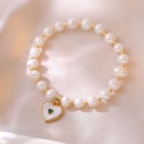 Fashion Bracelet Titanium Steel Diamond Love Pearl Bead Bracelet