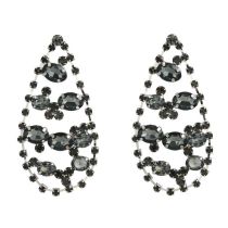 Fashion Silver Black Alloy Diamond Drop-shaped Earrings
