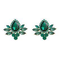 Fashion Green Alloy Diamond Drop-shaped Earrings