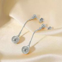 Fashion Silver Titanium Steel Ball Earrings