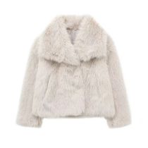 Fashion Off-white Fur Lapel Jacket