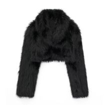 Fashion Black Fur Lapel Jacket