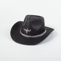Fashion As Shown In The Picture The Black Peach Heart Top Pu Leather Cow Head Felt Jazz Hat
