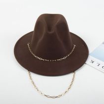 Fashion Spire Light Brown Metal Chain Flat Jazz Hat