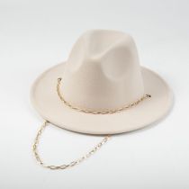 Fashion Spire Off-white Metal Chain Flat Jazz Hat