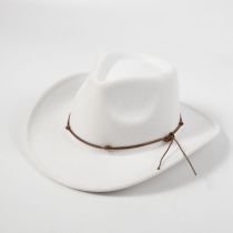 Fashion Heart Top White Felt Curved Brim Lace-up Jazz Hat