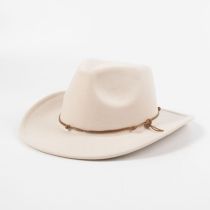 Fashion Peach Heart Top Off White Felt Curved Brim Lace-up Jazz Hat