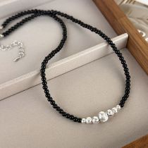Fashion D Black Multi-bead Necklace Pearl Bead Necklace