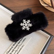 Fashion D Black Rectangular Bar Geometric Diamond Snowflake Plush Square Gripper