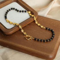 Fashion Gold Necklace-40cm Agate Beaded Beaded Splicing Chain Ot Buckle Necklace