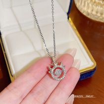 Fashion Silver Titanium Steel Diamond Elk Necklace