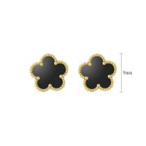 Fashion Black Earrings Titanium Steel Flower Stud Earrings