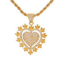 Fashion Golden 2 Copper Inlaid Zircon Love Pendant Twist Necklace