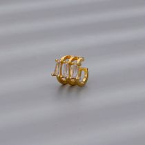 Fashion A Trapezoidal Line Ear Clip (gold Color) Copper Inlaid Trapezoidal Zirconium Multi-layer Ear Bone Clip (single)  Copper