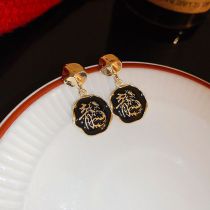 Fashion Black Alloy Oil Dripping Dragon Earrings