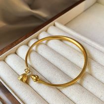 Fashion Bracelet - Gold Copper Lotus Open Bracelet