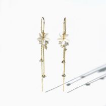 Fashion Gold Copper Diamond Flower Earrings  Copper