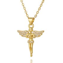 Fashion 7# Copper Inlaid Zirconium Angel Necklace  Copper