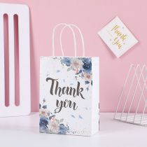 Fashion Blue Rose Thank You (minimum Order Of 12) Cowhide Printed Large-capacity Portable Packaging Bag (minimum Batch Of 12 Pieces)