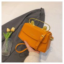 Fashion Orange Pu Flap Crossbody Bag